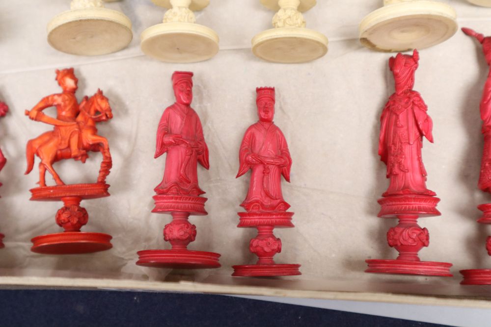 A 19th century Canton/Macau ivory chess set